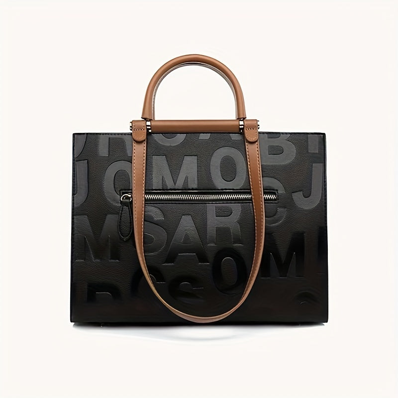 Women's Large Capacity Minimalist Black PU Crossbody Bag