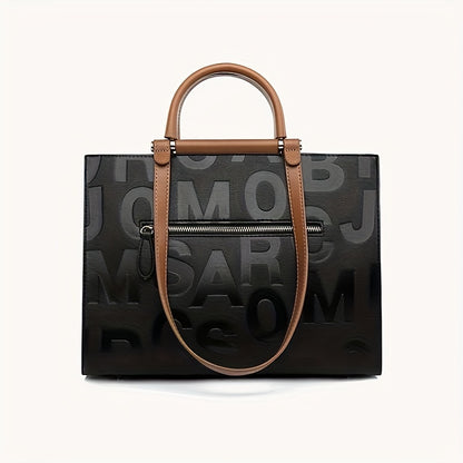Women's Large Capacity Minimalist Black PU Crossbody Bag
