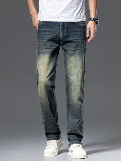 Geng Yuanshi High-End Summer Men's Jeans New Trend Fashion Straight-Leg Light Business Stretch Denim Pants