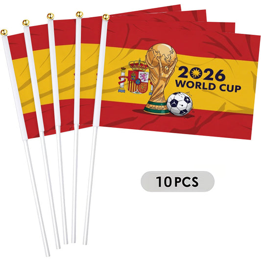 2026 World Cup Spanish Flag Handheld Fan Banner with Trophy Design - ayq