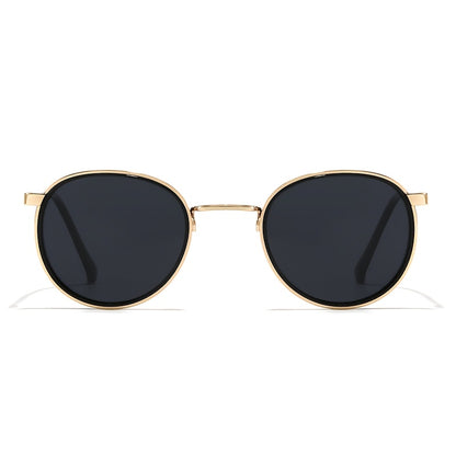 Unisex Polarized Round Sunglasses with Stainless Steel Frame