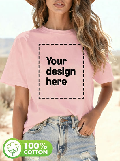 Women’s Custom Print Geometric Cotton Crew Neck Tee