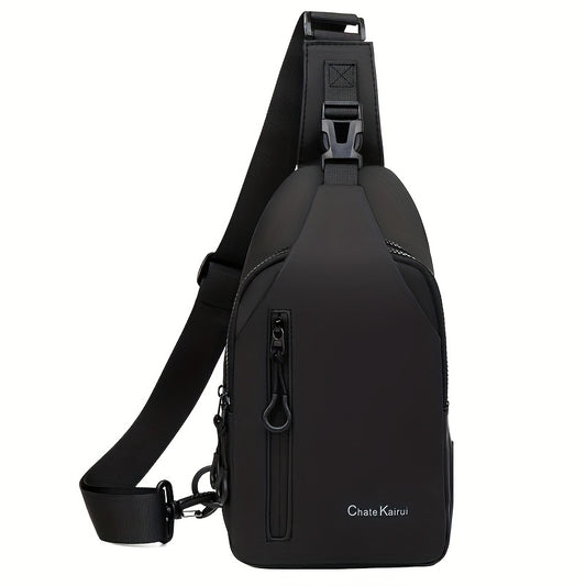 1pc CHATEK KAIAO Large Capacity PU Leather Sling Bag - Stylish Multi-Compartment Chest Bag for Travel, Business  School, Black, 36.2cm x 17cm x 8cm, Travel Shoulder Bag   Modern Sling Bag   Durable Zipper Closure