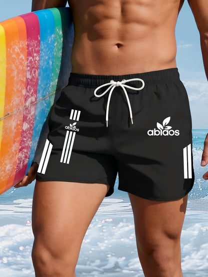 Men's Quick-Dry Summer Swim Shorts with Striped Design