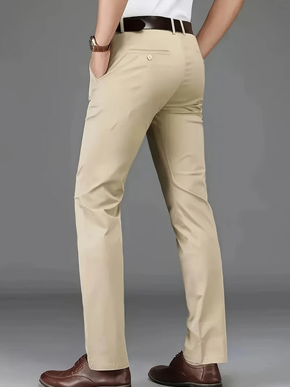 New Casual Formal Pants for Men in Four Seasons, Featuring a Business Style with Trendy Long Trousers. Fashionable And Versatile Men'S Elastic Dress Pants with a Comfortable Classic Design for Casual Wear.