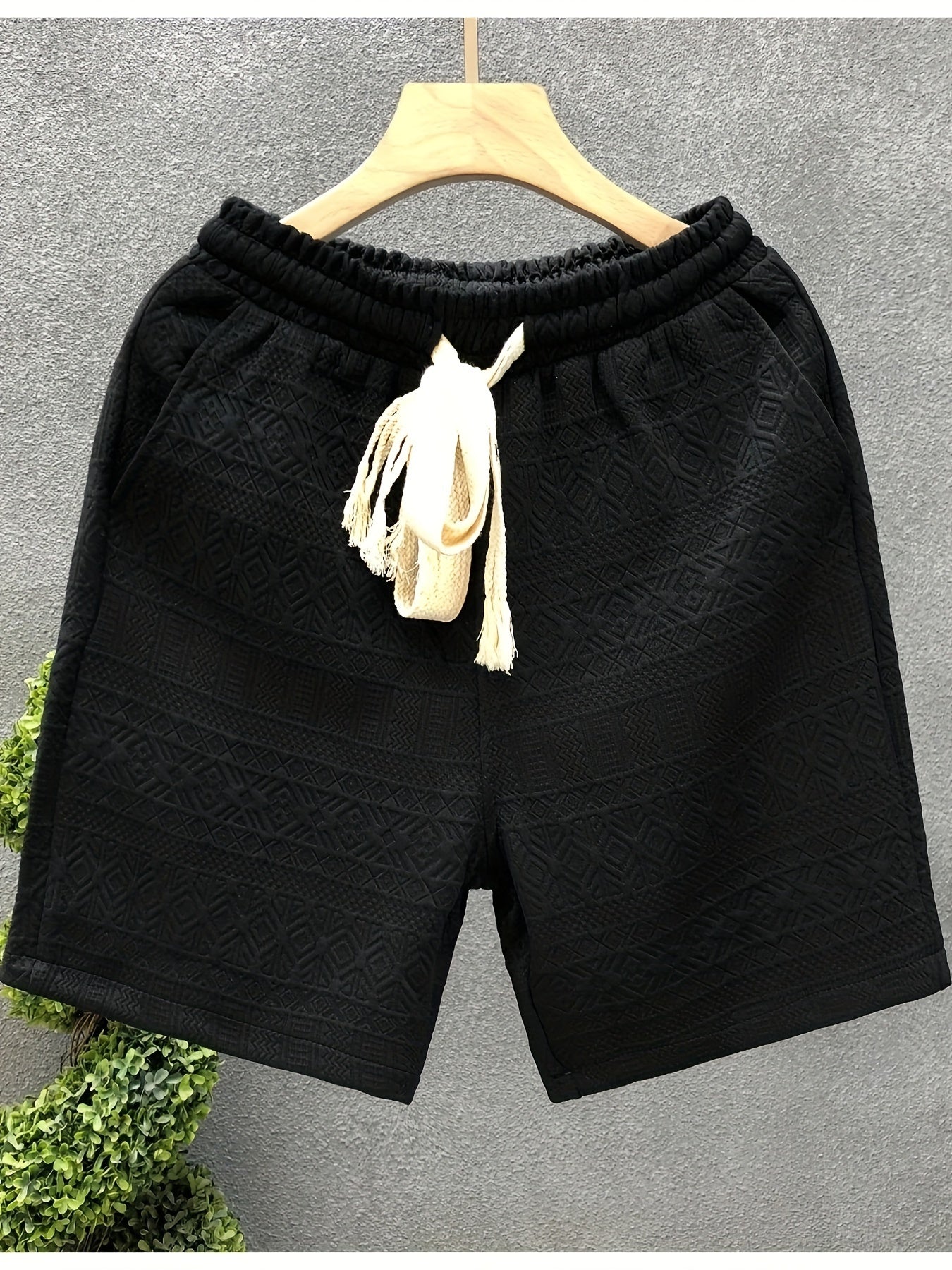 Men's Casual Drawstring Shorts - Breathable Polyester Blend, Perfect for Summer Outings & Hiking