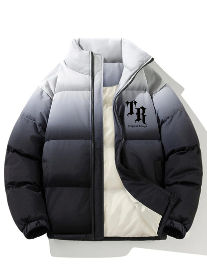 Տղամարդու գունային բլոկներով կարված բաճկոն - հարմարավետ բրդյա ծածկույթով ձմեռային բաճկոն՝ կանգնած օձիքով, կայծակաճարմանդով և բազմաթիվ գրպաններով՝ ամենօրյա հագուստի համար, ձմեռային բաճկոն, հաստ