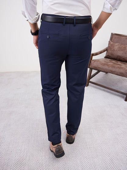 Men'S Casual Solid Color Regular Length Slight Stretch Woven Fabric Pants for Adult