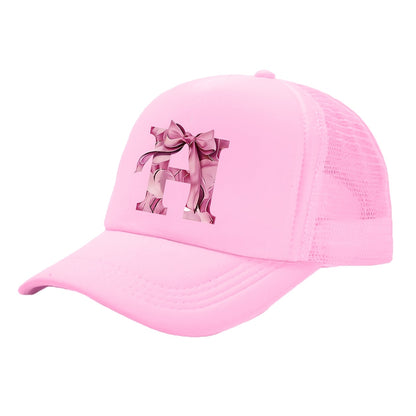 Kids Pink Mesh Bowknot Baseball Cap Breathable Lightweight