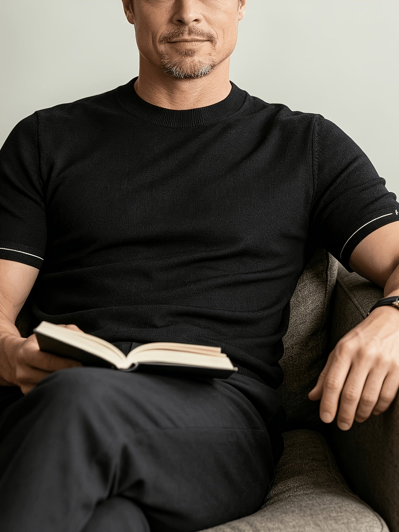 Men's Casual Crew Neck Knit Short Sleeve Summer Shirt