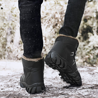 Տղամարդկանց և կանանց ձմեռային ամուր կոշիկներ՝ -like Texture և TPR ներբանով, կապիչներով մինչև կոճը բարձր, կամարի հենարանով, ամուր ակոսով և ձյան, սառույցի, ցեխի, խոտածածկի համար նախատեսված տաք, ամենագնաց կարճ կոշիկներ տղամարդկանց և կանանց համար (հարմար)