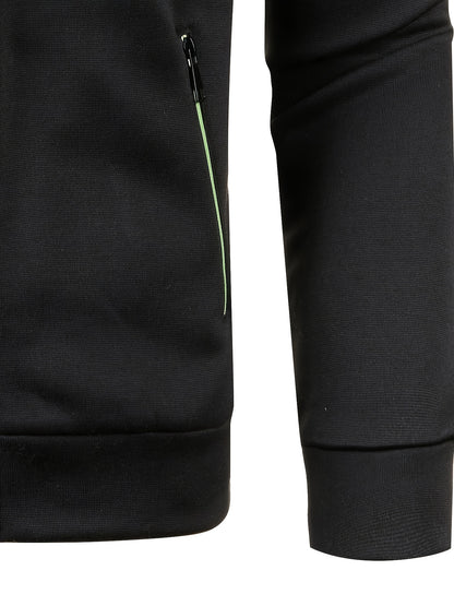 Elegant Mid Stretch Cardigan, Men's Casual Full Zip Up Cardigan Sweater Coat For Fall Winter