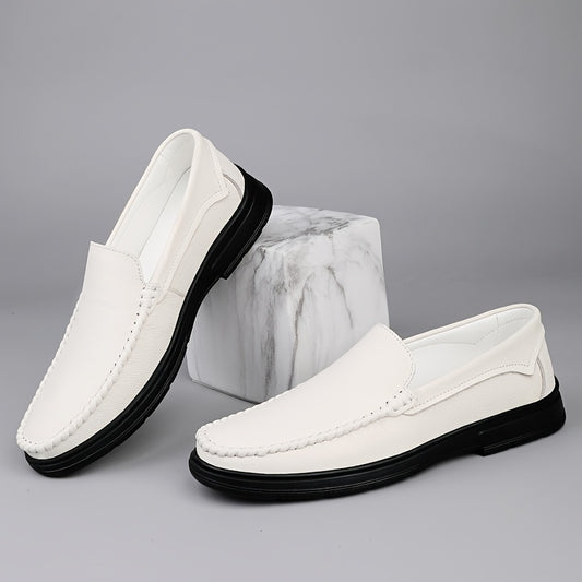 Men's Lightweight PU Loafers Slip-On Casual Dress Shoes - ayq