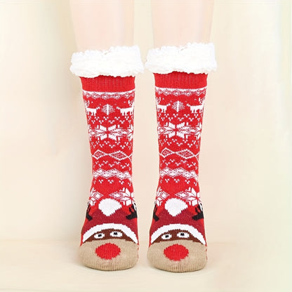 2 Pairs of Extra Thick Fleece-Lined Christmas Socks, Double Warmth and Comfort with Non-Slip Design for Indoor Use by Men & Women - Perfect Gift Idea, Winter Socks For Women, Socks For Women Winter, Christmas Fleece Socks, Be