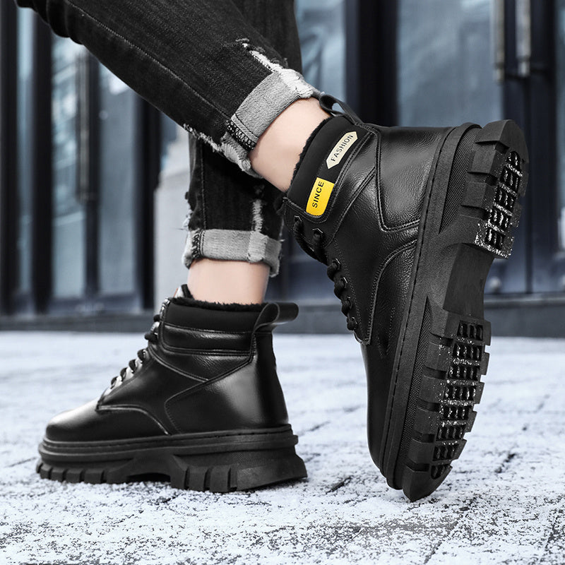 Men'S High-Top Winter Snow Boots - Heavy-Duty Thermal Insulated Cold Weather Boots with Lace-Up Closure, Non-Slip Rubber Sole - Brown - for Hiking, Outdoor