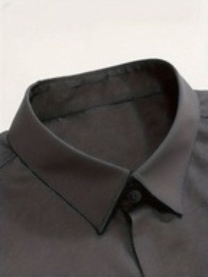 Men's Casual Minimalist Logo Print Shirt for Spring and Fall