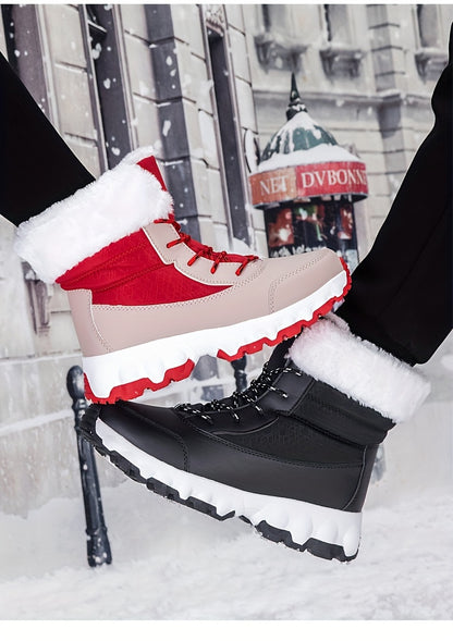 Winter velvet warm Men's and Women's shoes, thick snow boots, outdoor anti slip large size high top shoes
