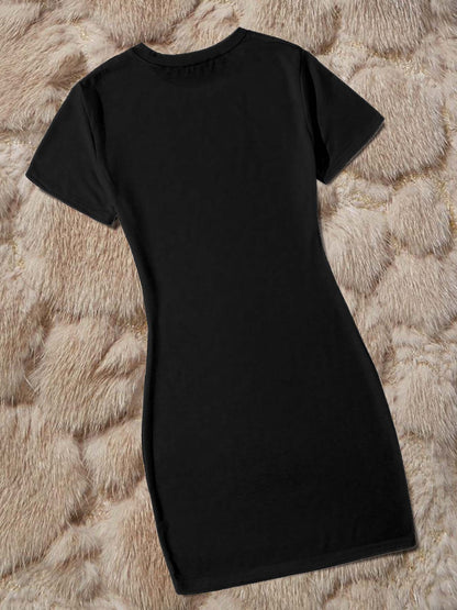 Women'S Elegant 2026 New Year Print Maxi Dress - Short Sleeve Round Neck Long Dress with Happy New Year 2026 Design, Vibrant Pink & Golden Sparklers & Confetti, Casual Party Outfit For Christmas, New Year'S Eve, Or Everyday W