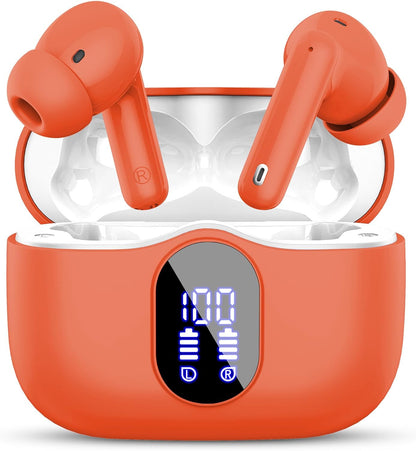 Wireless Earbuds, Bluetooth 5.4 Headphones Bass Stereo, Ear Buds with Noise Cancelling Mic LED Display, IP7 Waterproof in Ear Earphones, 36H Playtime for Laptop Pad Phones Sports Workout, Black