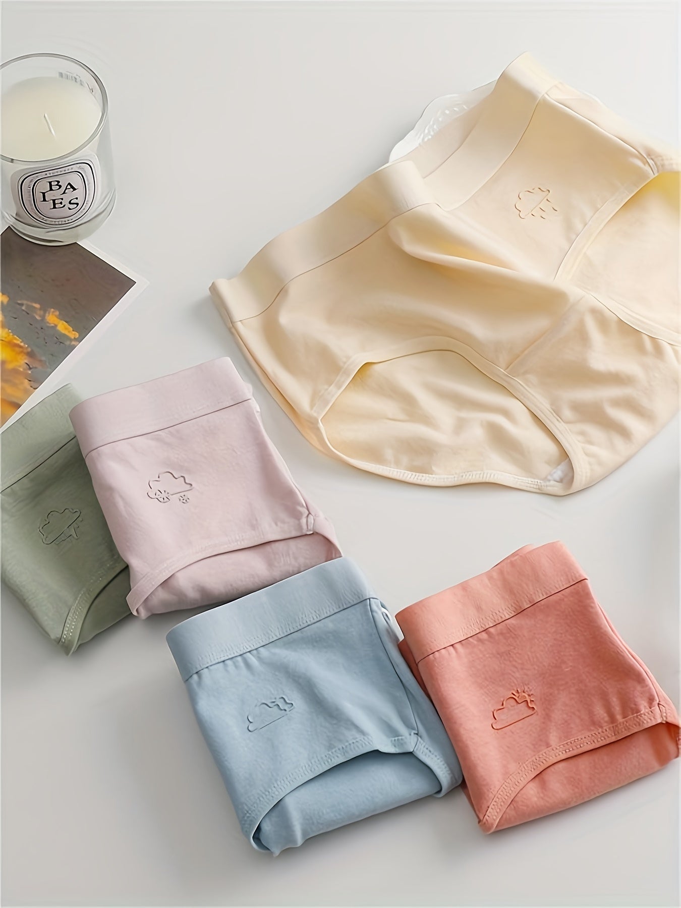 5pcs Solid Briefs, Simple Comfy Breathable Stretchy Intimates Panties, Women's Lingerie & Underwear