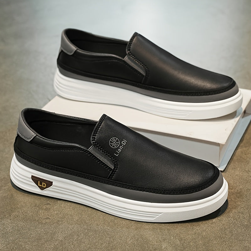 Men's Casual Slip-On Shoes - Lightweight PU, All-Season Comfort