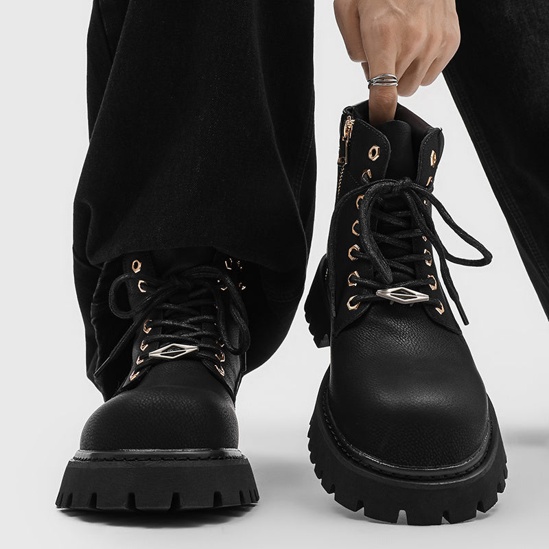 Men's British-Style Premium Riding Short Lace-Up Boots