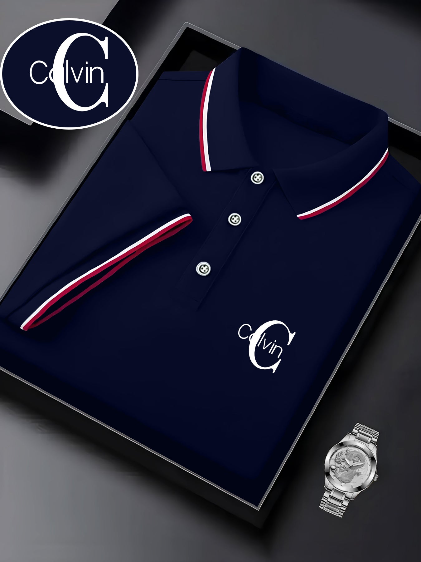 Men's Fashion Collared Shirt Calvin Print, Summer Suitable for Sports and Casual Outings - ayq