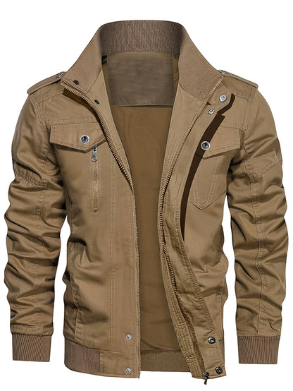 Men's Tactical Cargo Jacket with Multiple Pockets for Fall
