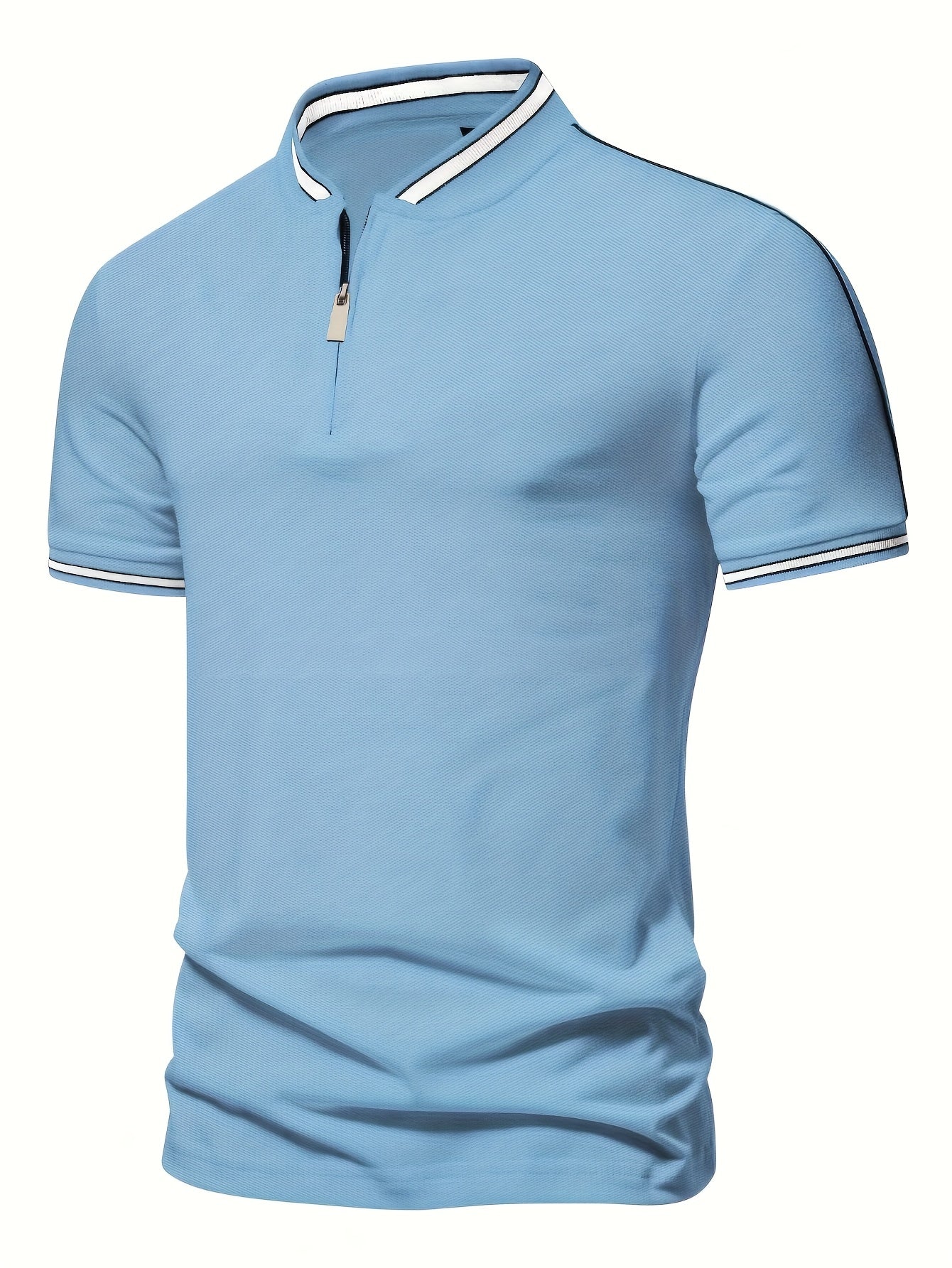 [T-Shirt] Men's Summer Casual Short Sleeve T-Shirt - Breathable Mesh Crew Neck Henley Style Zip Placket, Breathable Fabric, Dry Cleanable Regular Fit Outdoor & Casual Attire, Loose Style, Zip Front Design, Easy Care, Zip Shir - ayq