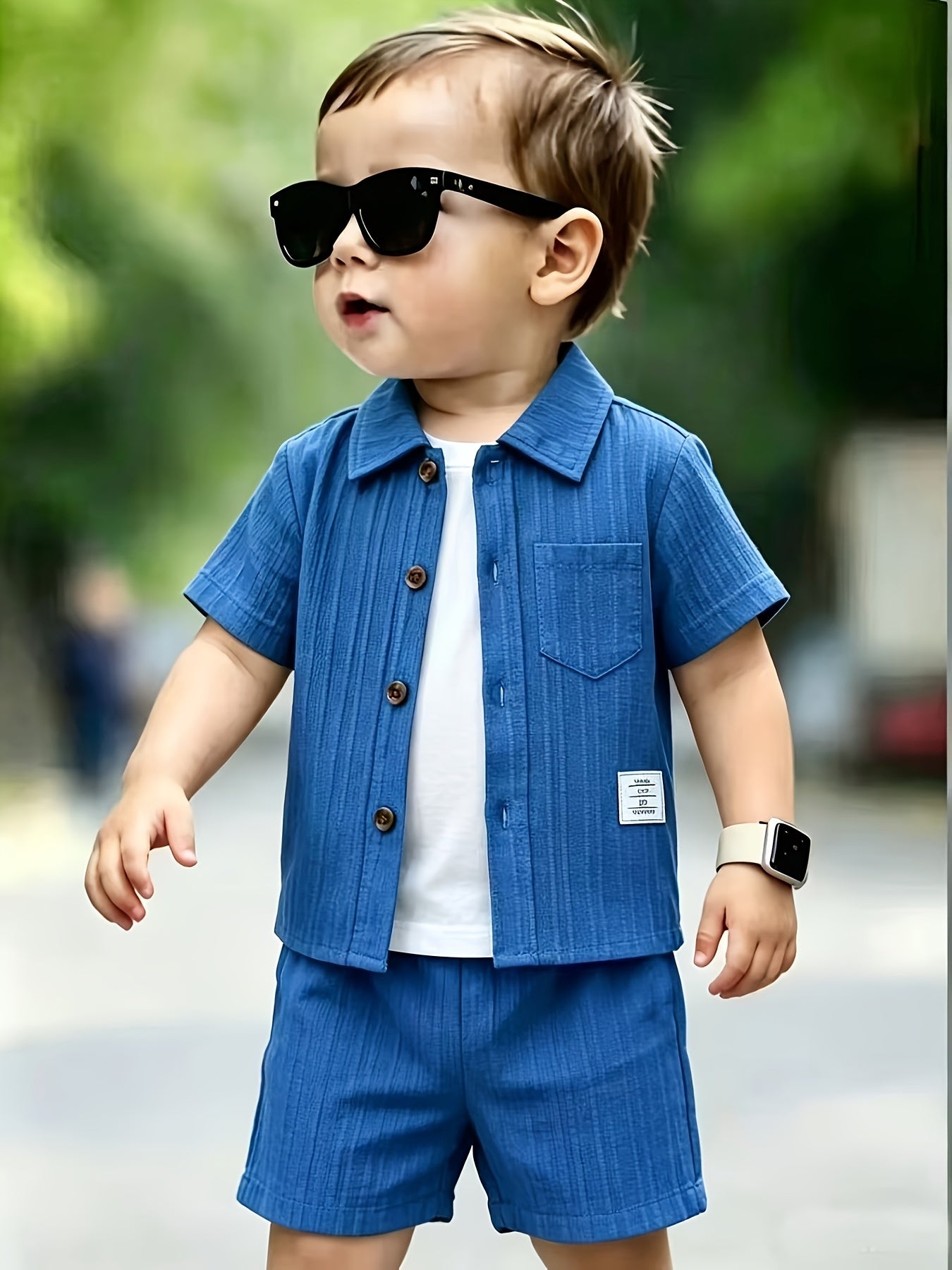 Baby Boy Summer Shorts Set with Short Sleeve Shirt