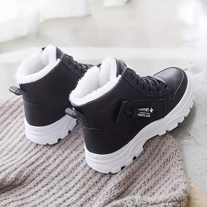Women's Platform Ankle Boots, Trendy Plush Lined High Top Sneakers, Winter Warm Boots