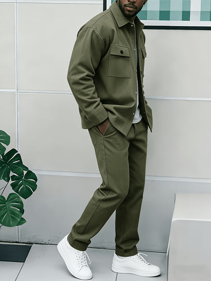 Men's Casual Klein Blue Cargo Jacket and Ankle-Cinch Pants Set
