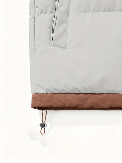 Men's Autumn and Winter Casual Fashion Faux Two-Piece Outerwear, Trendy Thickened Warm Comfortable Hooded Jacket