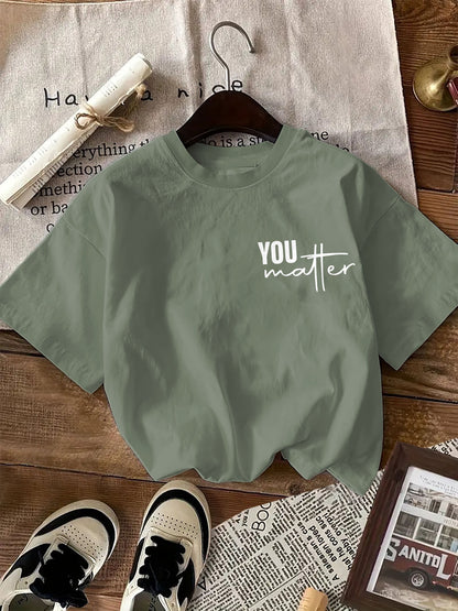 Women's Inspirational Letter Print T-Shirt - Short Sleeve Crew Neck Casual Top with Uplifting Message "You Are Amazing" - Black, Perfect for Spring & Summer, Motivational Clothing | Inspirational Apparel | Knit Construction