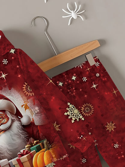 2pcs Boys' Santa Claus & Gifts Print Hooded Sweatsuit Set - Warm Winter Outfit with Matching  & Sweatpants, Cozy Christmas Outwear for Boys, Machine Washable Clothing Gift (Autumn/Winter), Perfect for Outdoor