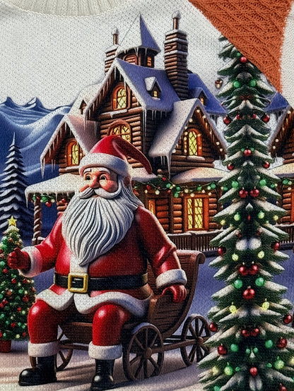 Կանանց 2025 թվականի ձմեռային տրիկոտաժե Սուրբ Ծննդյան սվիտեր. Ձմեռ պապի նախշերով և ուսերի պանելներով - Հարմարավետ սվիտեր, տաք տոնական նորաձևություն տոնական երեկույթների համար, Սուրբ Ծննդյան նվեր կանանց համար (ազատ չափս)