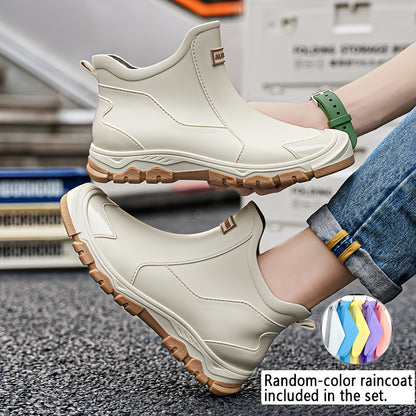 Men's High-Top PU Rain Boots for Outdoor Walking