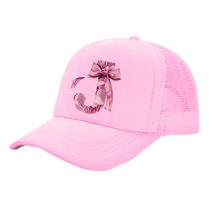 Kids Pink Mesh Bowknot Baseball Cap Breathable Lightweight