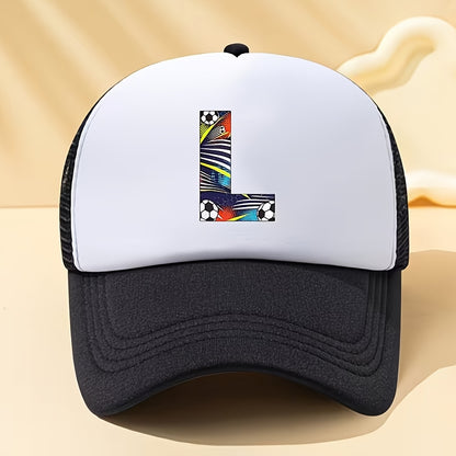 Boys' Breathable Soccer Alphabet Mesh Baseball Cap - Summer Style