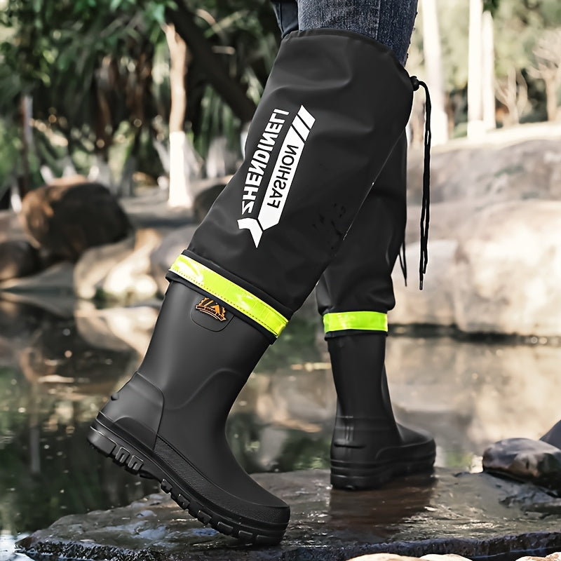 Men's Waterproof Long Rain Boots for Outdoor Travel