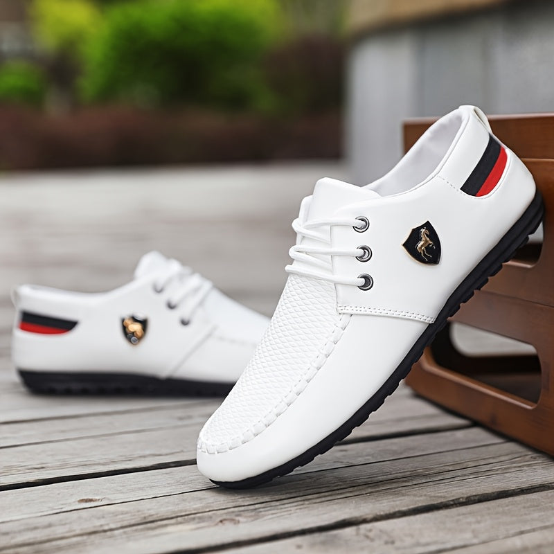 KOONEXY Men'S White Casual Sneakers with Black And Red Accents - Low-Top Lace-Up Design, Breathable Fabric Lining And Durable PVC Sole, Suitable for All Seasons for a Comfortable Experience - Versatile Street Style Shoes for - ayq