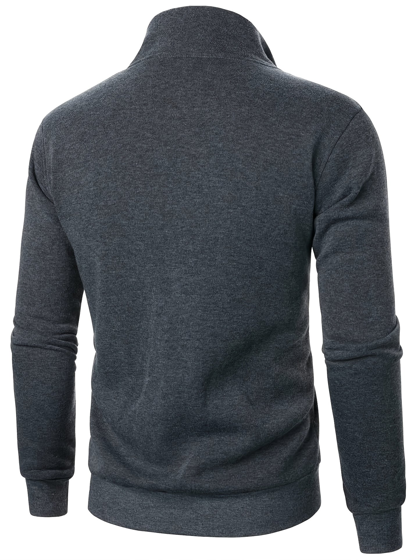 Men'S Slim-Fit Fleece-Lined Zip-Up Hoodie - Warm Long Sleeve Casual Jacket with Stand Collar, Solid Color, Polyester Lining, Pockets, Regular Fit for Fall/Winter, Winter Hoodie, Autumn Outerwear, Sleek Design, Durable Fabric,