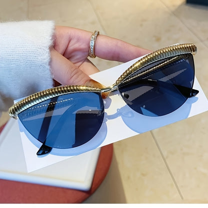 Half-Rim Cat-Eye Decorative Glasses with Zinc Alloy Frame