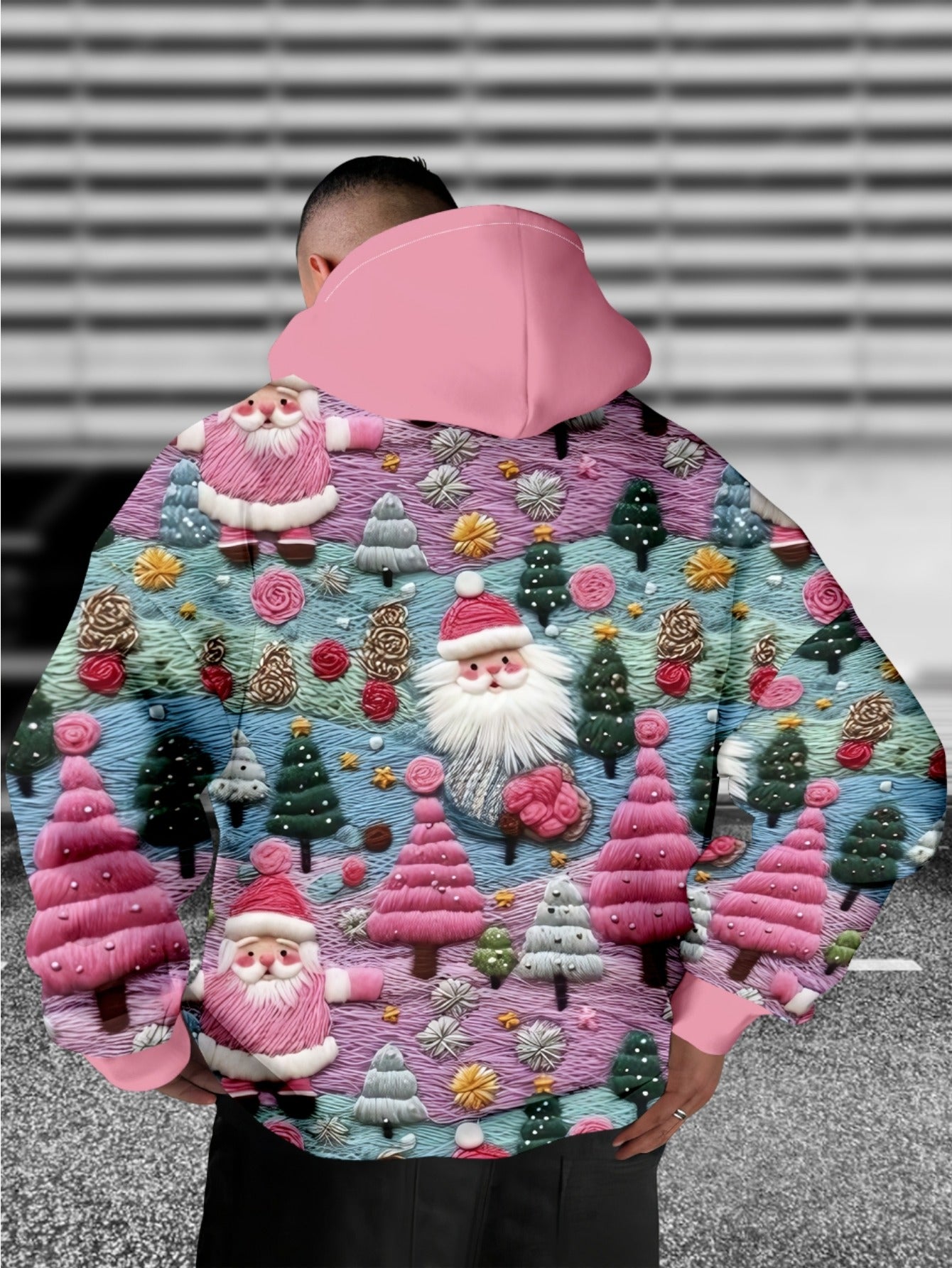 Men's Christmas Hooded Sweatshirt with Santa Reindeer Snowflake Print Hoodie - Loose Fit Long Sleeve Pullover Sweater for Holiday Parties, Winter Clothing & Casual Wear - Machine Washable Festive Attire, PLUS SIZE