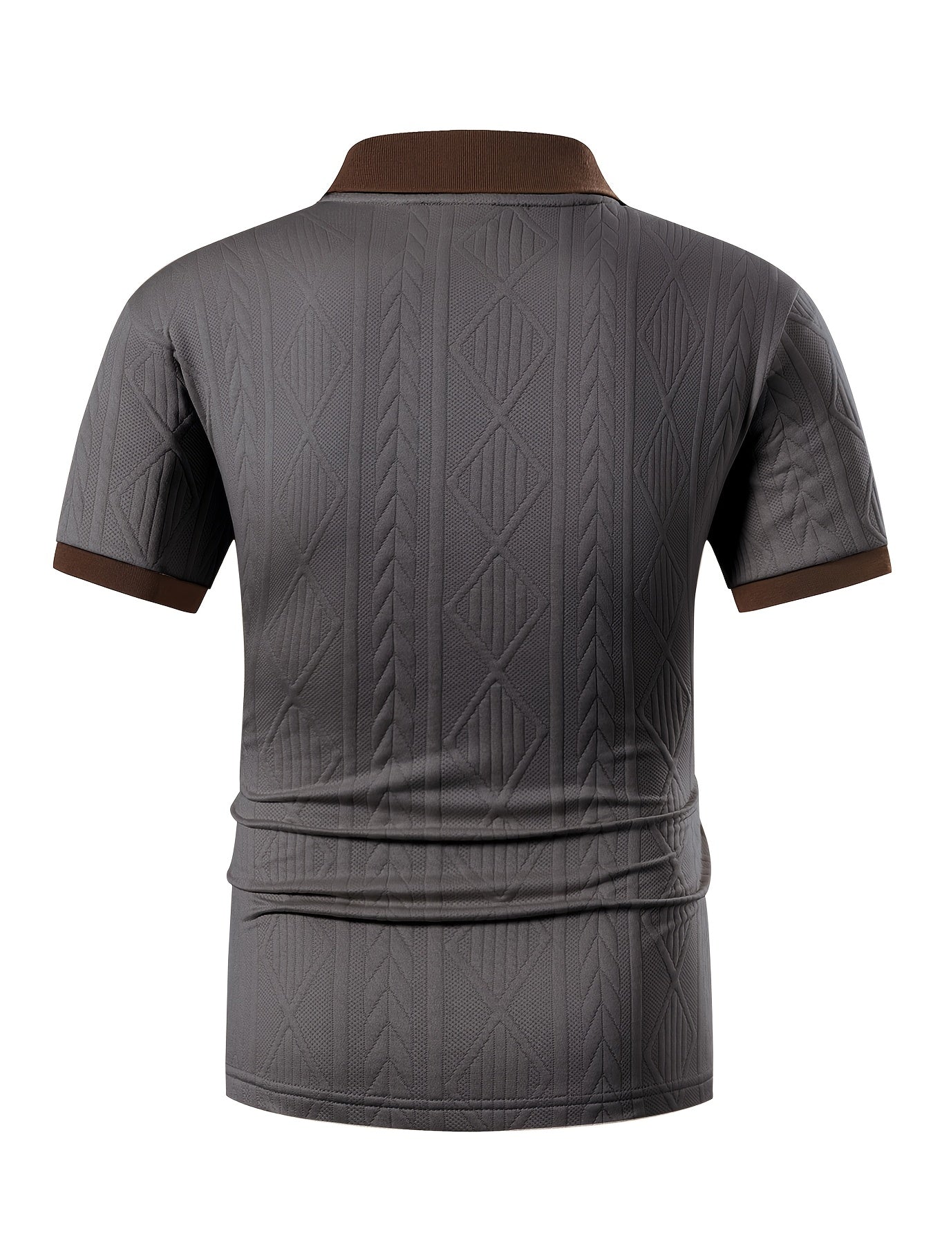 Men's Casual Polo Shirt with Breathable Jacquard Fabric