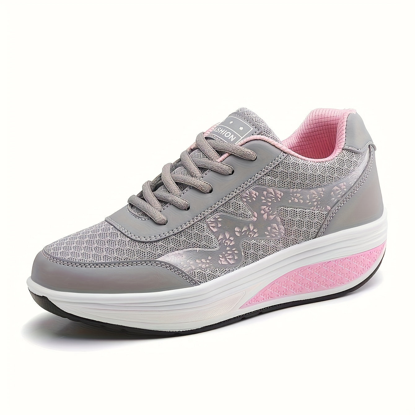 Women's Light Blue Breathable Mesh Sneakers - Air-Cushioned, Thick-Soled Sneakers with Sport Control  Lace-Up Design for All Seasons