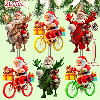 2D Flat, [2D Flat] 6pcs/12pcs Stylish Santa Claus Wooden Hanging Ornaments, Christmas Decoration Set, 2D Wooden Wall Art, New Year Gift Home Décor, Trendy Holiday Party Accessories for Tree, Garden, House & Backpack – Perf
