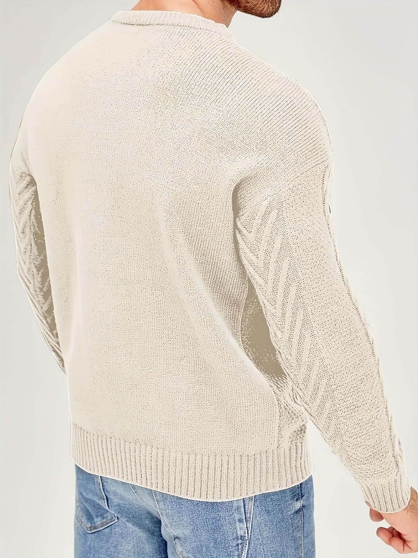 Men's Classic Autumn/Winter Textured T-Shirt, Round Neck Long Sleeve Knit Sweater, Fashion Casual Top, Suitable for Casual and Daily Wear, Men's Winter Clothing, Men's Sweater, Christmas Sweater, Men's Christmas Sweater, Wint