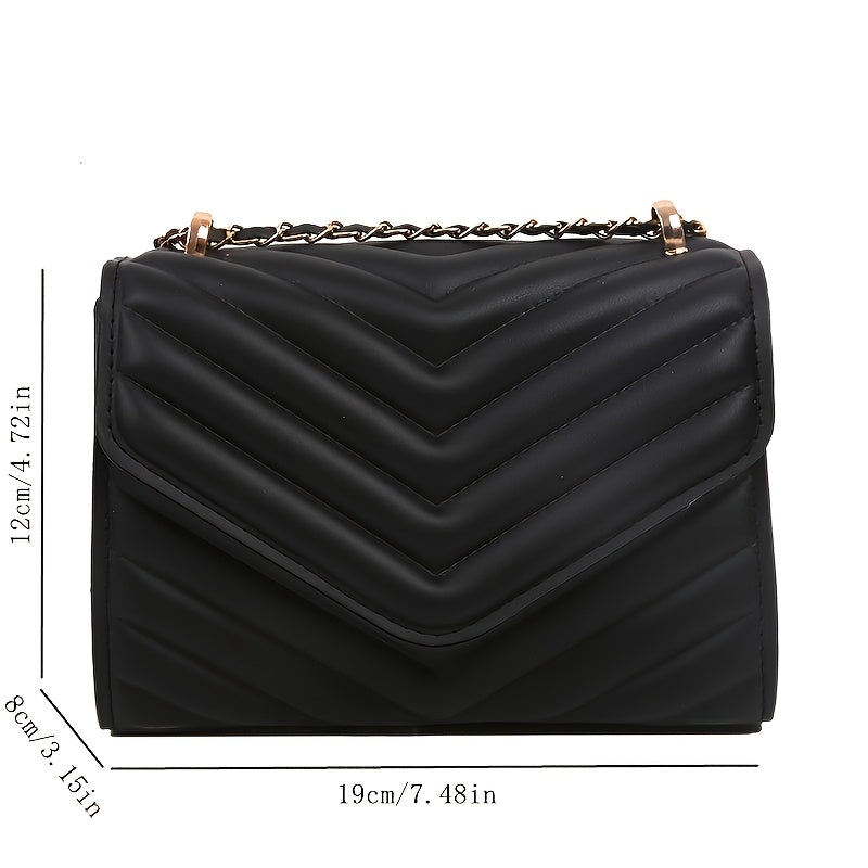 Նորաձև կանացի V-աձև կարված դիզայնով, հեշտ և թեթև միագույն փեղկով և շղթայական ուսակապի ժապավենով, հարմար է գրասենյակի, աշխատանքի, զբոսանքների համար և ոճային, որակյալ ձեռքի պայուսակ է։