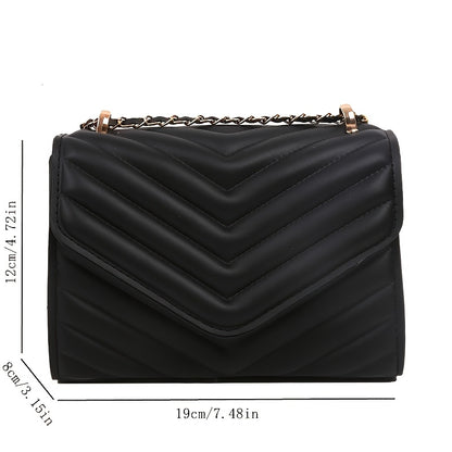 Նորաձև կանացի V-աձև կարված դիզայնով, հեշտ և թեթև միագույն փեղկով և շղթայական ուսակապի ժապավենով, հարմար է գրասենյակի, աշխատանքի, զբոսանքների համար և ոճային, որակյալ ձեռքի պայուսակ է։